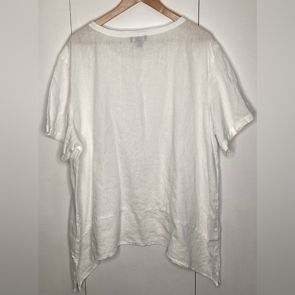 Lord & Taylor White Linen Top XXL - Picture 2 of 6